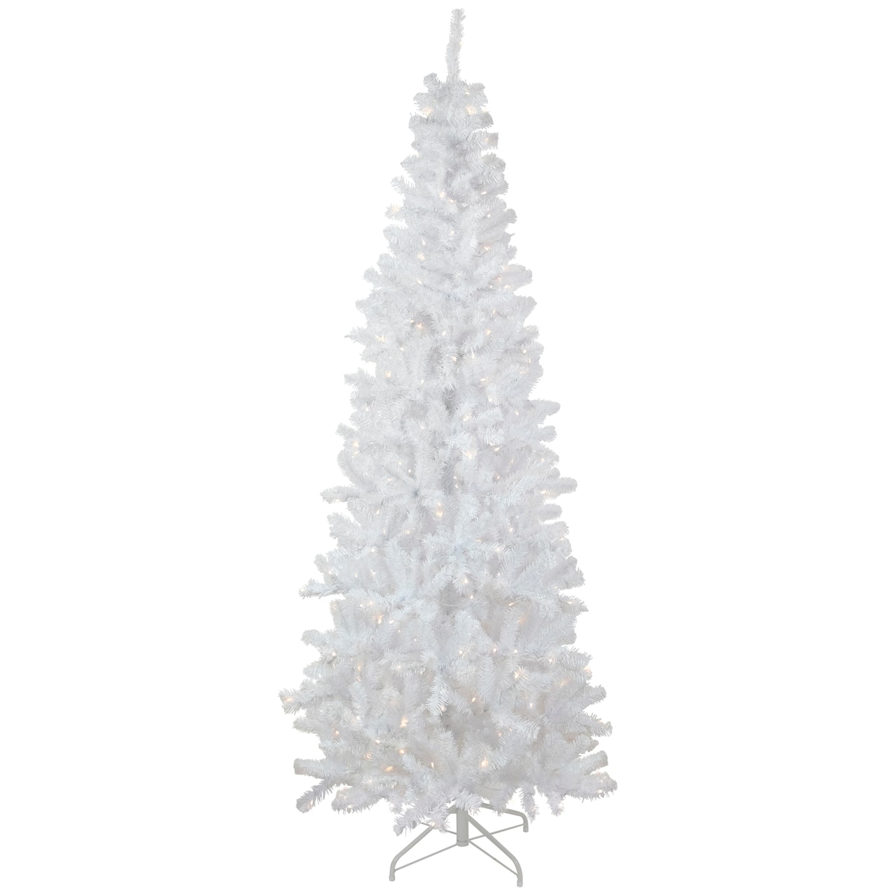 6.5ft. Pre-Lit White Georgian Pine Pencil Artificial Christmas Tree, Warm White LED Lights